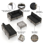 Ensemble de sièges d'extérieur modulables 6 personnes avec coussins