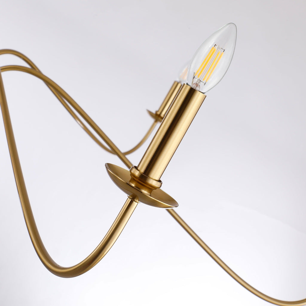 Lustre minimaliste à 6 lumières de 162,5 cm (64 pouces) en noir mat/or/chrome - Non disponible