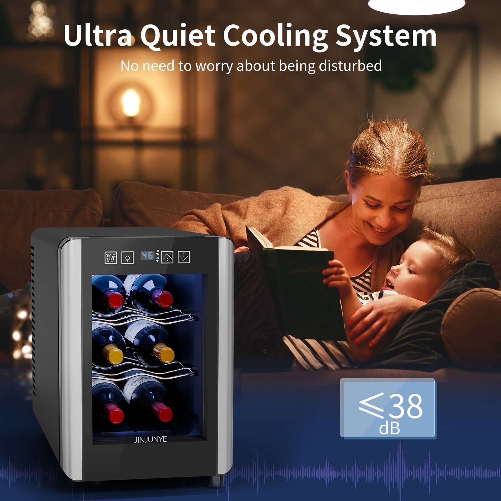 Cave à vin 6 bouteilles (8-19 °C), mini-réfrigérateur à boissons autonome pour l'été, cave à vin avec contrôle de température