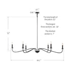 Lustre minimaliste français classique à 6 lumières avec éclairage de style bougie