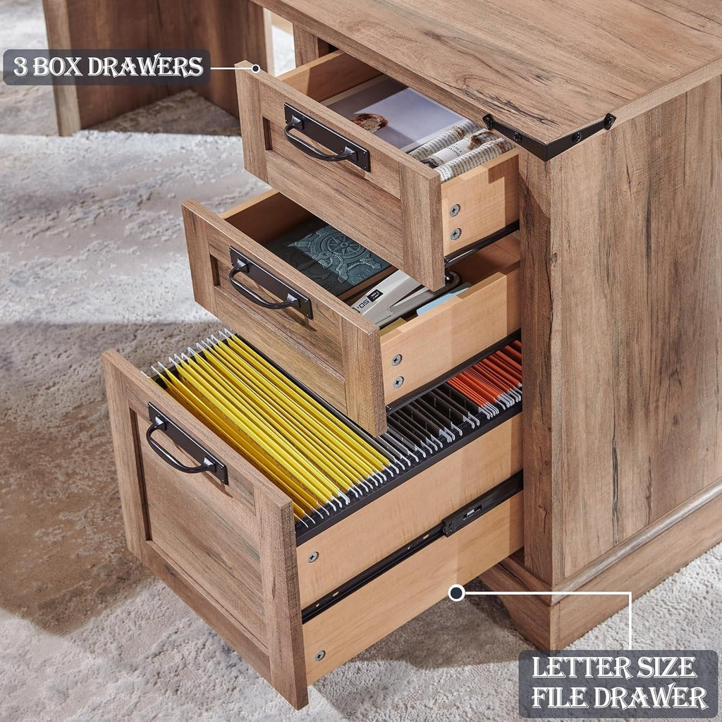 Bureau d'angle en bois style ferme, 60 pouces, pour ordinateur