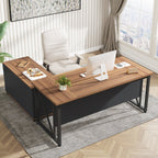 Bureau d'ordinateur en L de 63 pouces avec caisson latéral de 47 pouces, ensemble de bureau de direction pour bureau à domicile