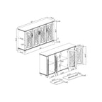 Buffet/meuble d'appoint de cuisine en bois de style vintage - Largeur : 63 pouces