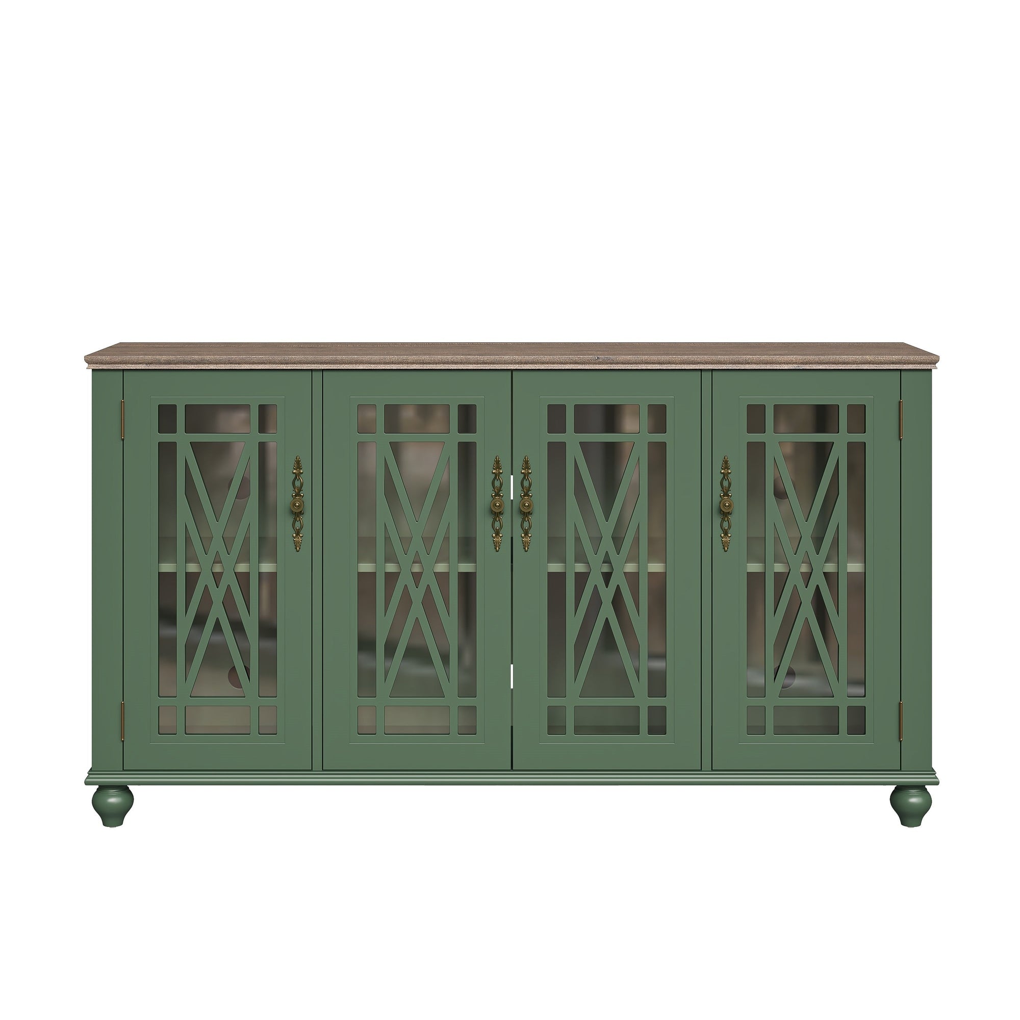 Buffet/meuble d'appoint de cuisine en bois de style vintage - Largeur : 63 pouces
