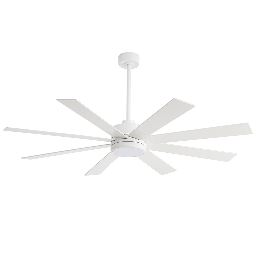 Ventilateur de plafond noir à 8 pales de 65 pouces avec éclairage LED et télécommande