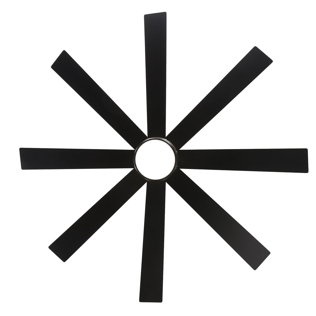 Ventilateur de plafond noir à 8 pales de 65 pouces avec éclairage LED et télécommande