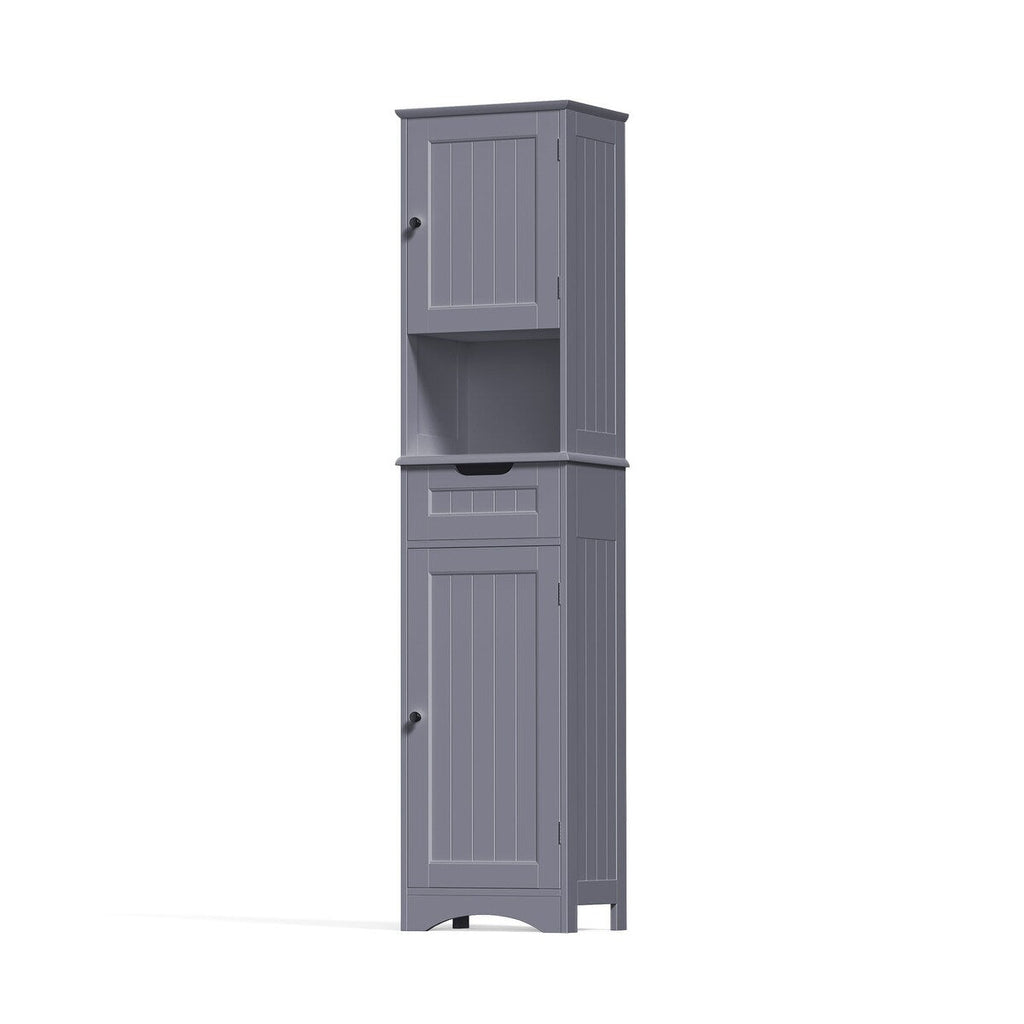 Armoire à linge étroite de salle de bain de 170 cm de haut, 5 niveaux, en bois massif, meuble de rangement autoportant