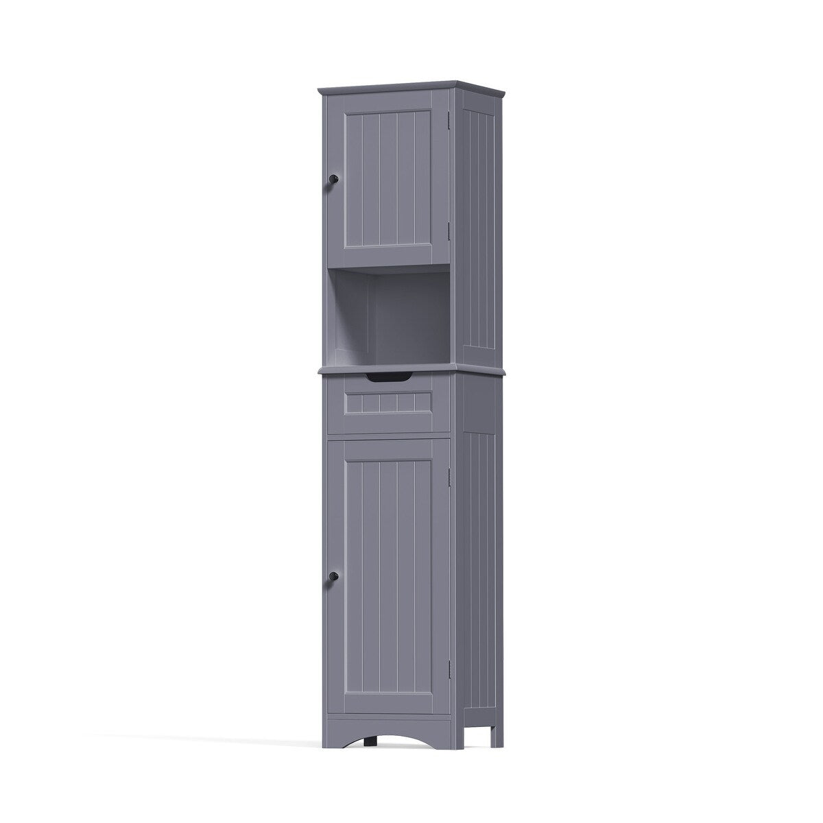 Armoire à linge étroite de salle de bain de 170 cm de haut, 5 niveaux, en bois massif, meuble de rangement autoportant