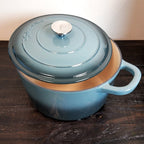 Cocotte ronde en fonte de 7 litres, couleur frêne