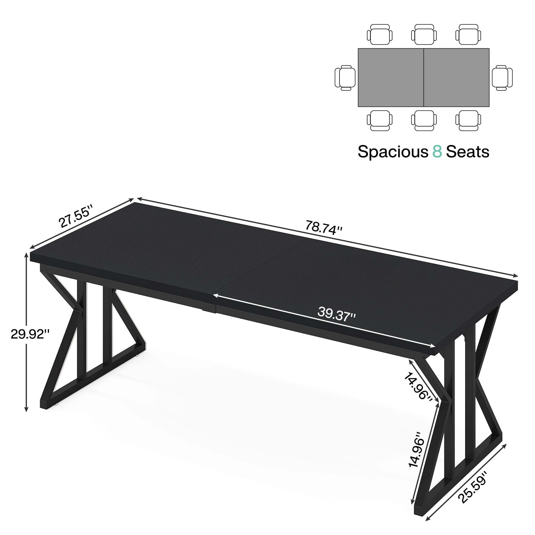 Bureau de direction de 70,8 pouces, grand bureau d'ordinateur, poste de travail
