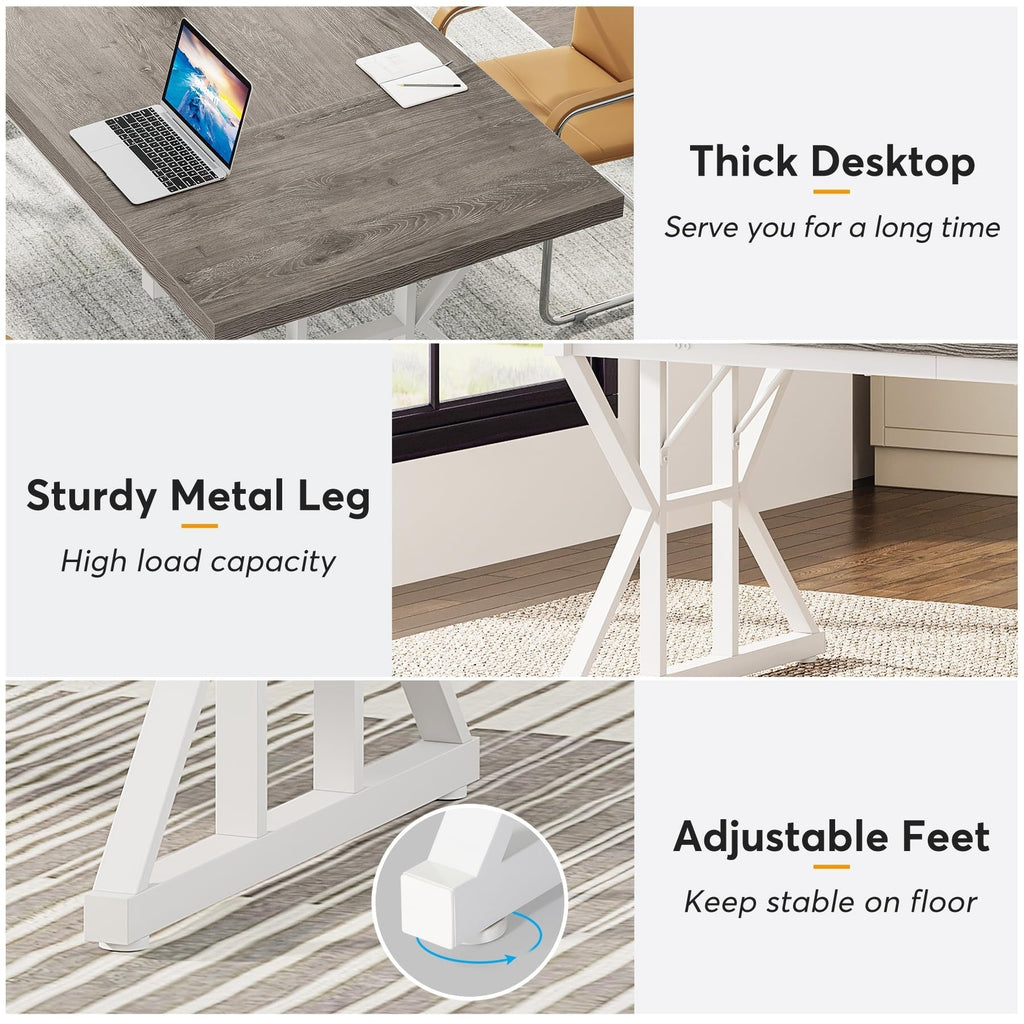 Bureau de direction de 70,8 pouces, grand bureau d'ordinateur, poste de travail