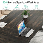 Bureau de direction de 70,8 pouces, grand bureau d'ordinateur, poste de travail