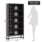 Bibliothèque de 180 cm de haut, étagère à 5 niveaux - 30 cm de profondeur x 80 cm de largeur x 180 cm de hauteur