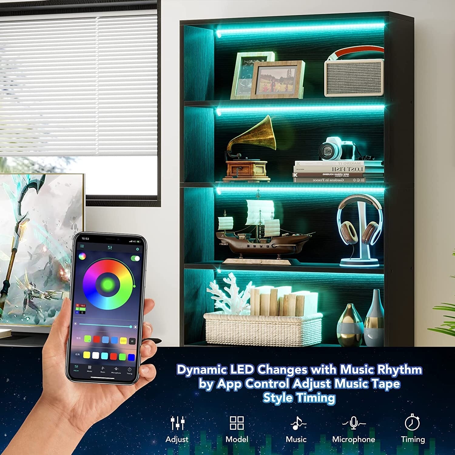 Bibliothèque de 180 cm de haut, étagère à 5 niveaux - 30 cm de profondeur x 80 cm de largeur x 180 cm de hauteur