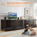 Meuble TV pour cage pour chien de grande race de 70,86 pouces avec coussin et double compartiment (coussin non inclus)