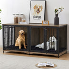 Meuble TV pour cage pour chien de grande race de 70,86 pouces avec coussin et double compartiment (coussin non inclus)