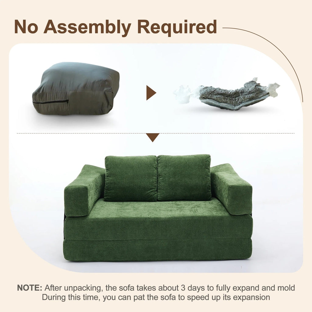 Canapé-lit convertible rembourré 70,87, fauteuil convertible, canapé de sol confortable pour salon, chambre, tissu chenille