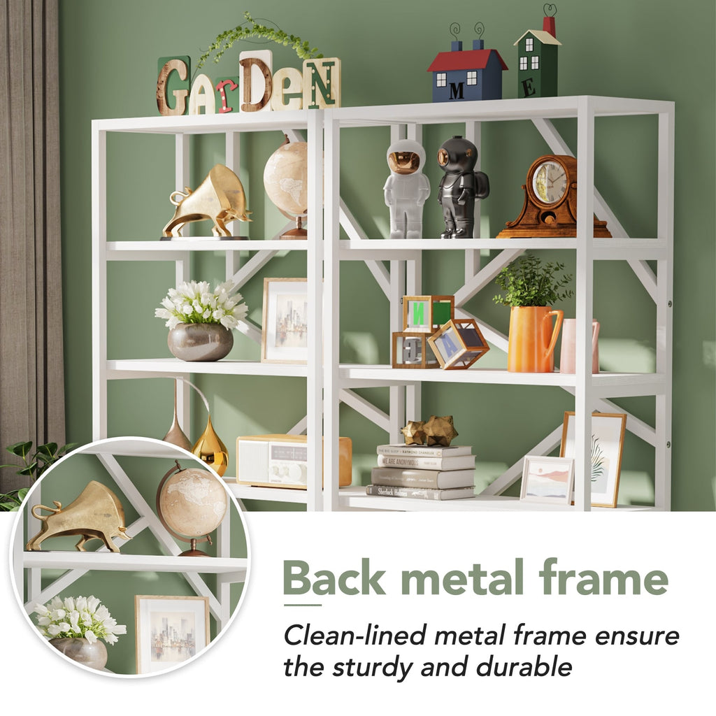 Bibliothèque industrielle 71, étagère à 6 niveaux en bois brun rustique, étagères ouvertes