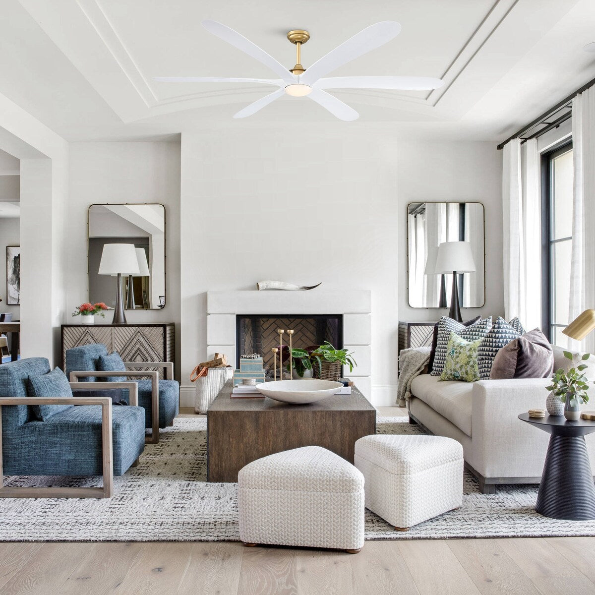 Ventilateur de plafond 6 pales 72 pouces Driftwood avec lumière et télécommande