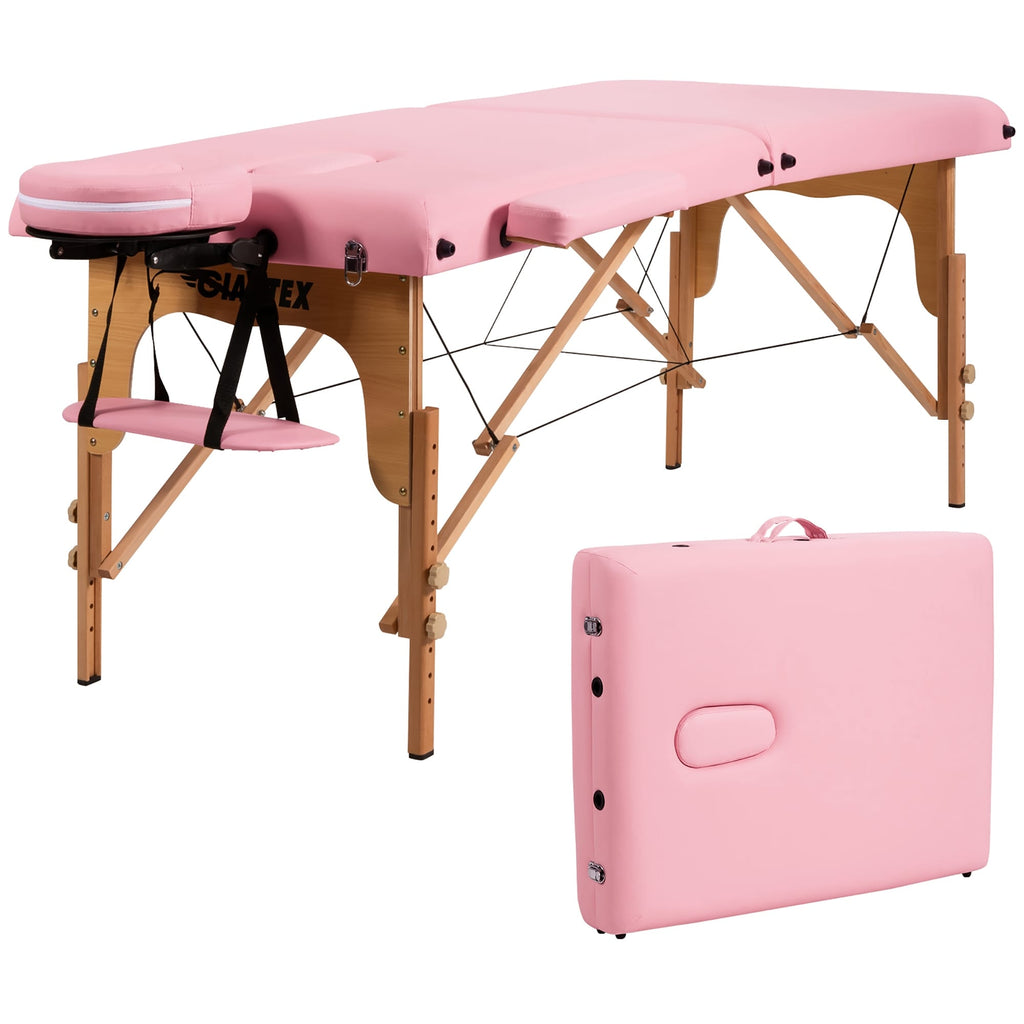 Table de massage portable de 213 cm (84 po) de long, réglable, pour le visage, les soins spa et les tatouages, avec sac de transport.