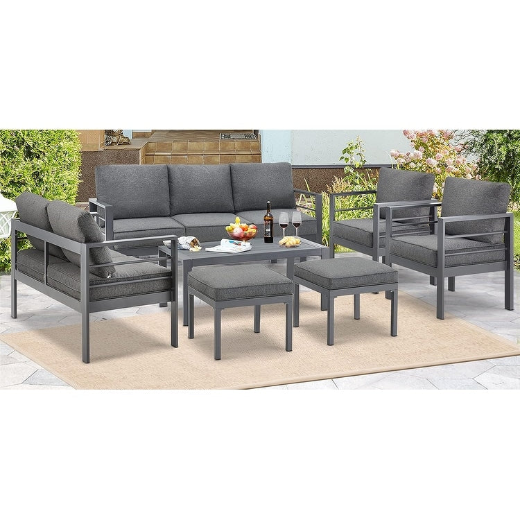 Ensemble de mobilier de patio en aluminium AECOJOY 7 pièces, ensemble de conversation d'extérieur