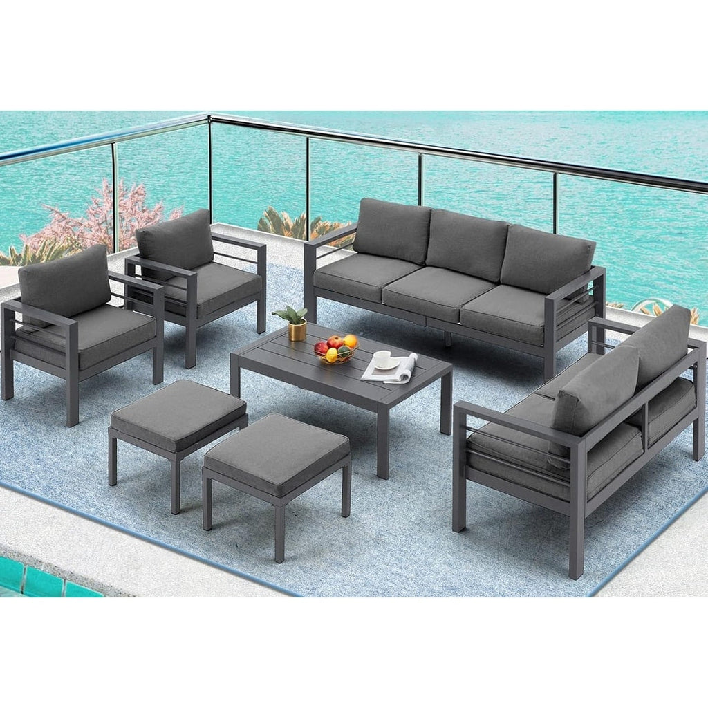 Ensemble de mobilier de patio en aluminium AECOJOY 7 pièces, ensemble de conversation d'extérieur