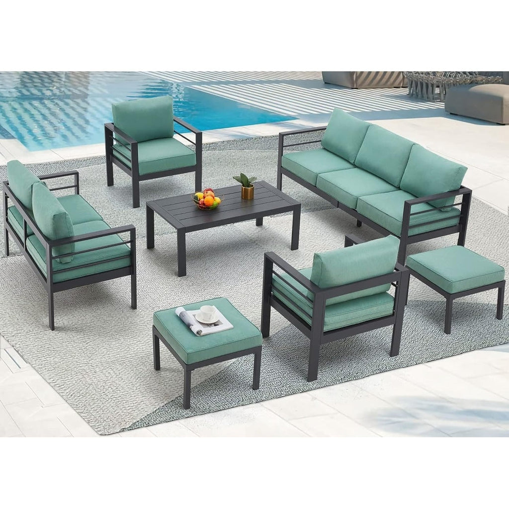 Ensemble de mobilier de patio en aluminium AECOJOY 7 pièces, ensemble de conversation d'extérieur