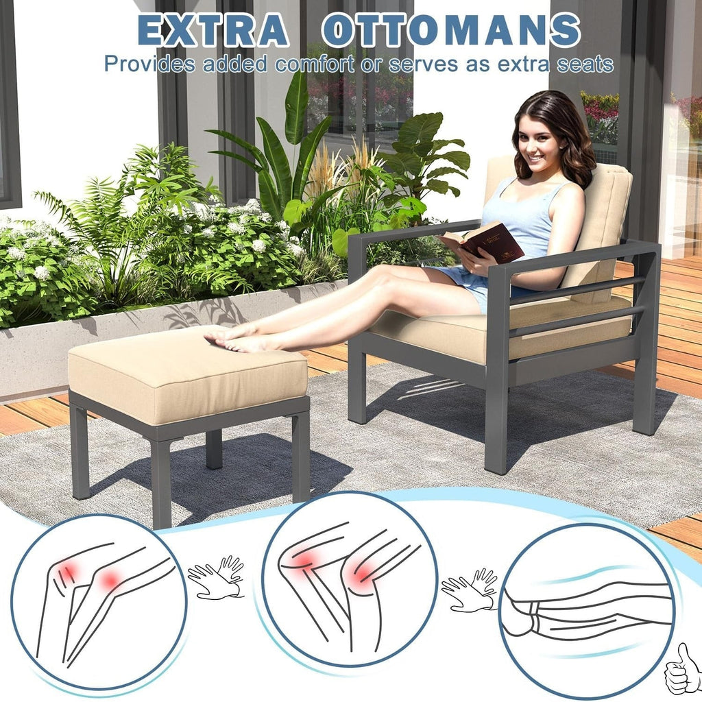 Ensemble de mobilier de patio en aluminium AECOJOY 7 pièces, ensemble de conversation d'extérieur