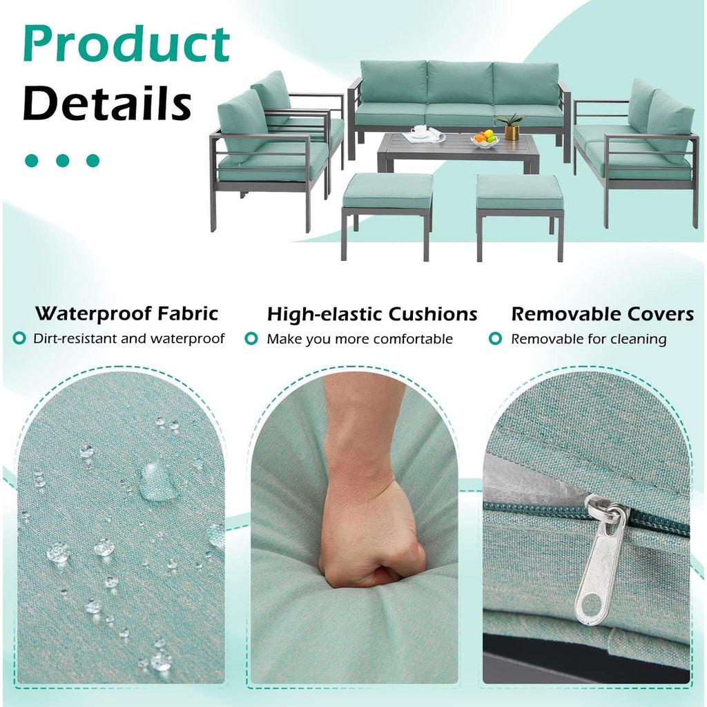 Ensemble de mobilier de patio en aluminium AECOJOY 7 pièces, ensemble de conversation d'extérieur