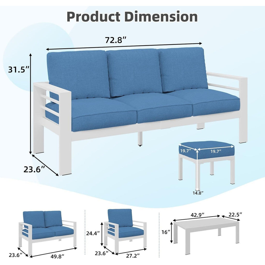 Ensemble de mobilier de patio en aluminium AECOJOY 7 pièces, ensemble de conversation d'extérieur