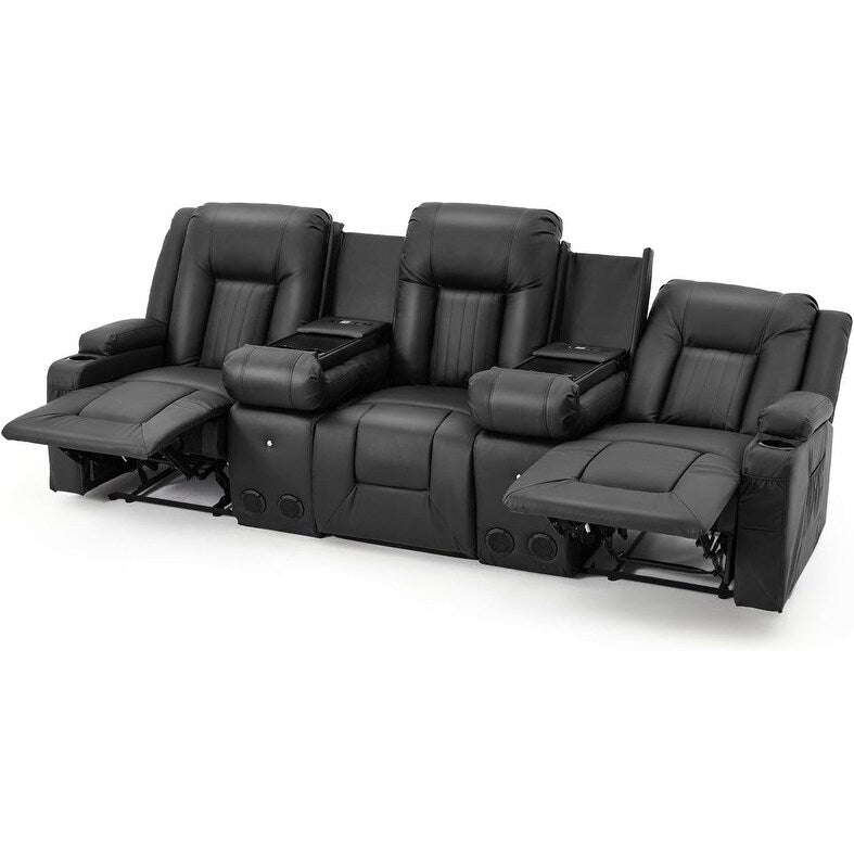 Canapé inclinable manuel AECOJOY pour camping-car, canapé inclinable en polyuréthane, sièges de cinéma maison avec console