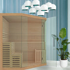 Sauna humide/sèche d'intérieur ALEKO en bois pour 5 à 6 personnes avec chauffage électrique - 190 x 190 x 211 cm