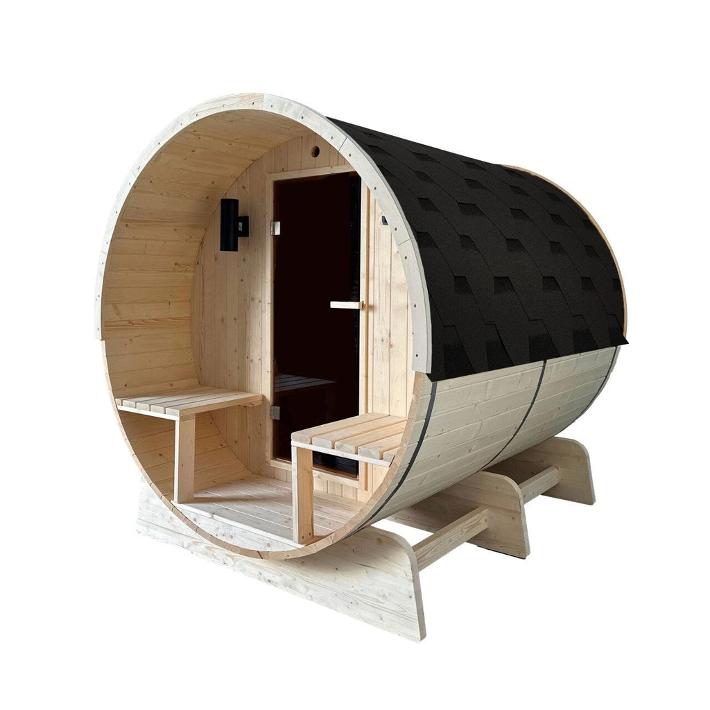 Sauna ALEKO 6-8 personnes en pin blanc de Finlande avec chauffage électrique homologué UL - 224 cm (L) x 185 cm (l) x 201 cm (H)