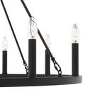 Lustre Acroma style ferme à 12 lumières, forme roue de chariot, 101,6 cm (40 po), homologué UL - 101,6 cm (40 po) de profondeur x 350 cm (138 po) de hauteur