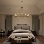 Lustre Acroma style ferme à 12 lumières, forme roue de chariot, 101,6 cm (40 po), homologué UL - 101,6 cm (40 po) de profondeur x 350 cm (138 po) de hauteur