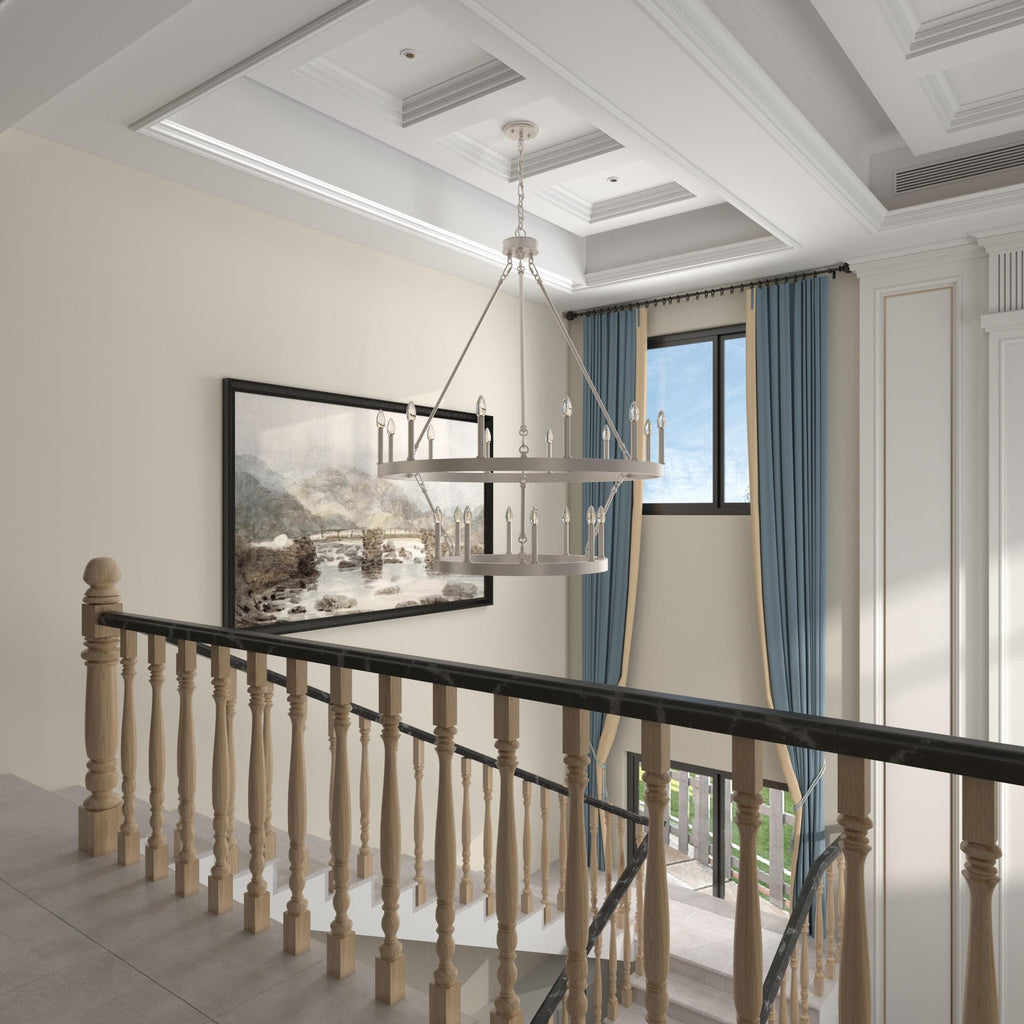 Lustre Acroma moderne à 20 lumières, style ferme, rond, 40 po, en forme de roue de chariot, homologué UL.