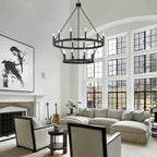 Lustre Acroma moderne à 20 lumières, style ferme, rond, 40 po, en forme de roue de chariot, homologué UL.