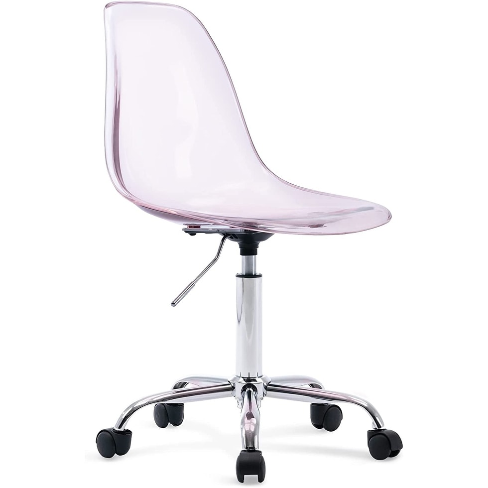 Chaise de bureau à roulettes pivotante en acrylique, sans accoudoirs et réglable en hauteur