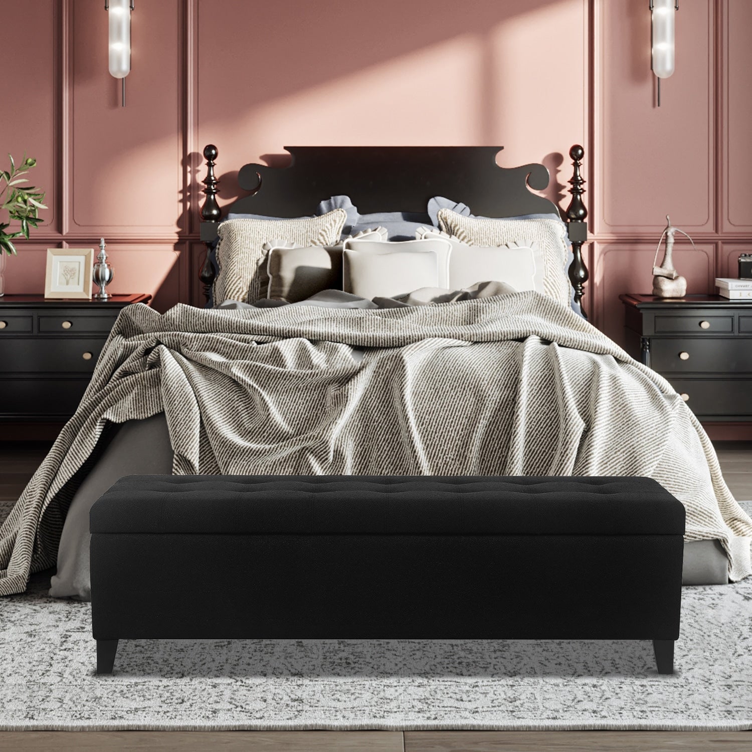 Banc coffre de rangement en cuir reconstitué Adeco 50