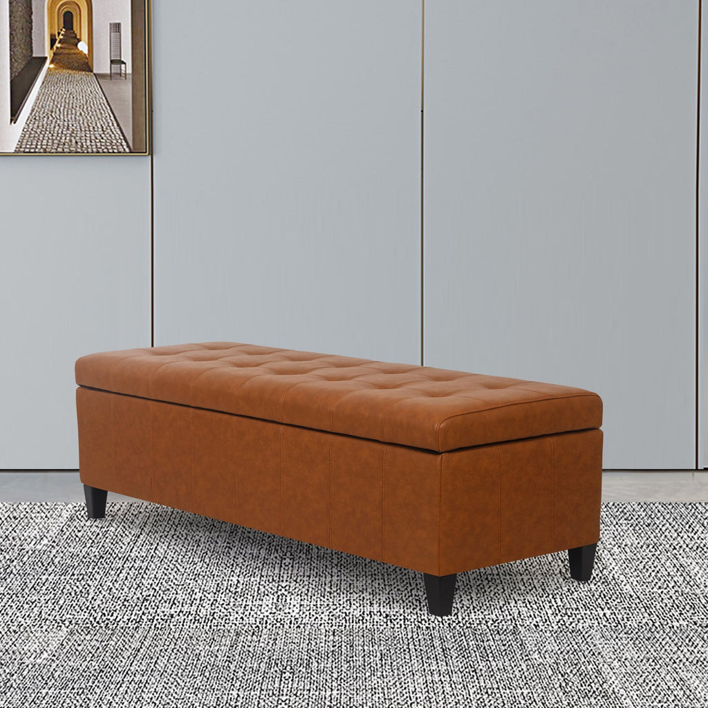 Banc coffre de rangement en cuir reconstitué Adeco 50