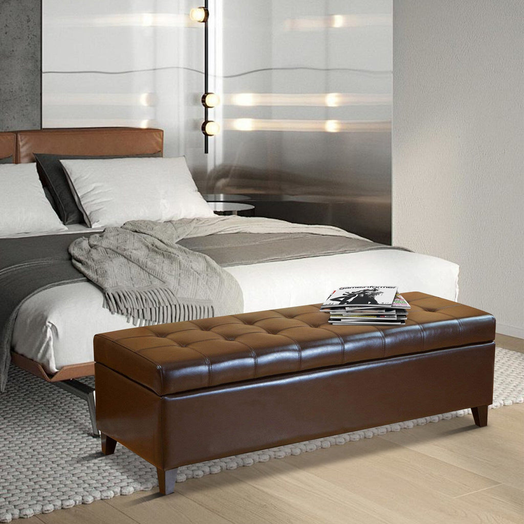 Banc coffre de rangement en cuir reconstitué Adeco 50