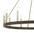 Lustre Acroma style ferme à 12 lumières, forme roue de chariot, 101,6 cm (40 po), homologué UL - 101,6 cm (40 po) de profondeur x 350 cm (138 po) de hauteur