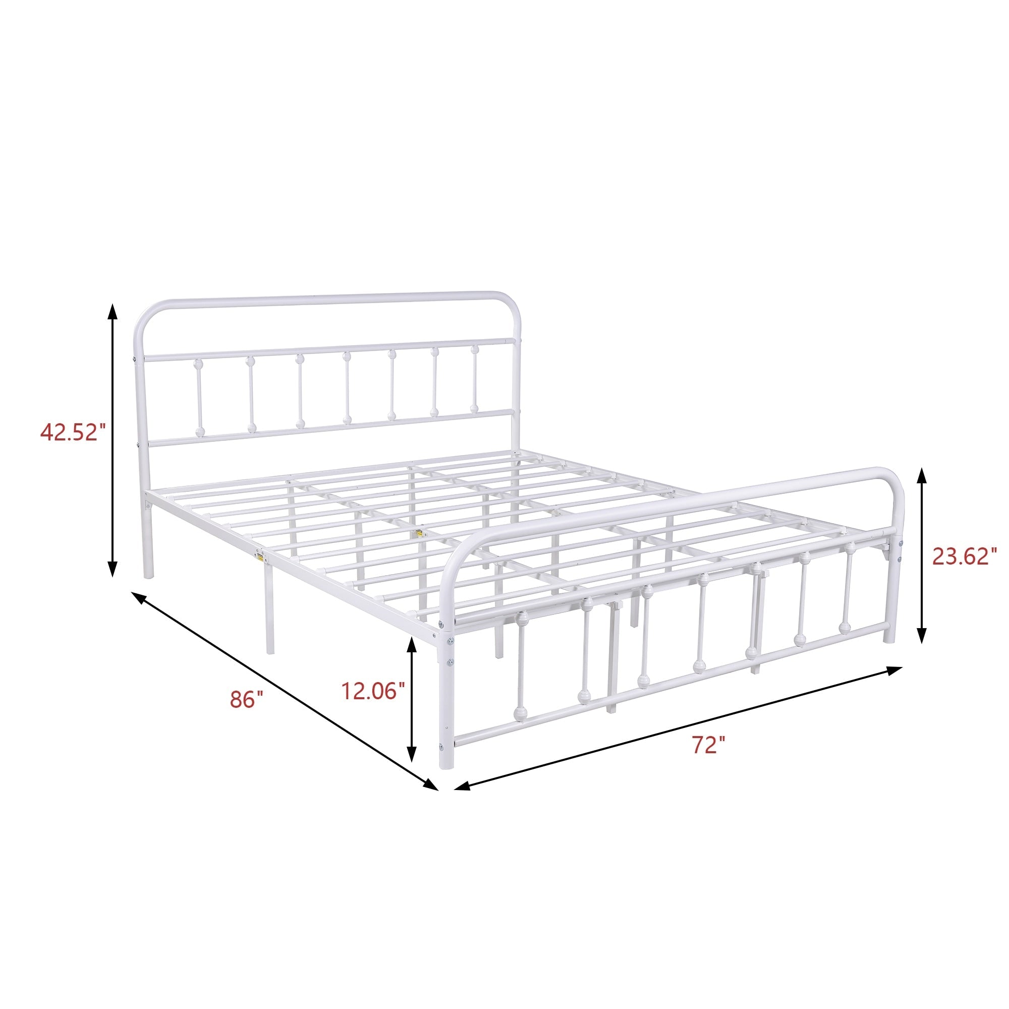 Cadre de lit plateforme en métal style vintage simple Alazyhome, montage facile