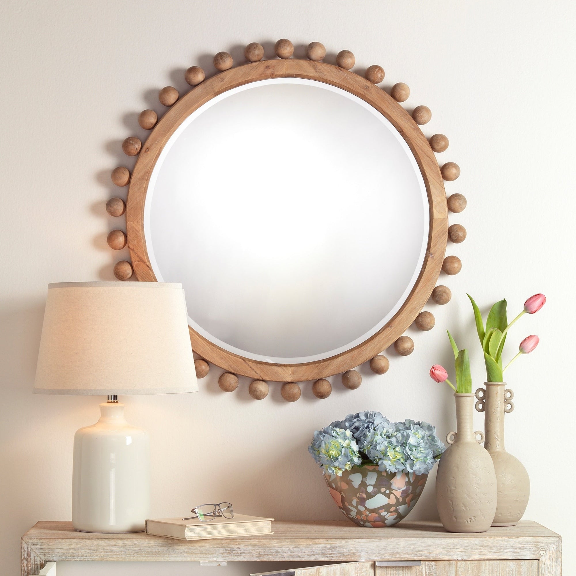 Miroir rond en bois naturel Alden Décor Orion