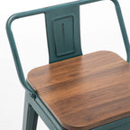 Ensemble de 4 tabourets de bar industriels en métal avec dossier et assise en bois