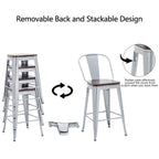 Tabourets de bar style ferme Andeworld, ensemble de 4 tabourets de bar hauteur comptoir - Lot de 4