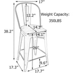 Tabourets de bar style ferme Andeworld, ensemble de 4 tabourets de bar hauteur comptoir - Lot de 4
