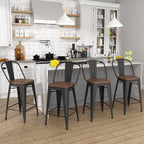 Tabourets de bar style ferme Andeworld, ensemble de 4 tabourets de bar hauteur comptoir - Lot de 4