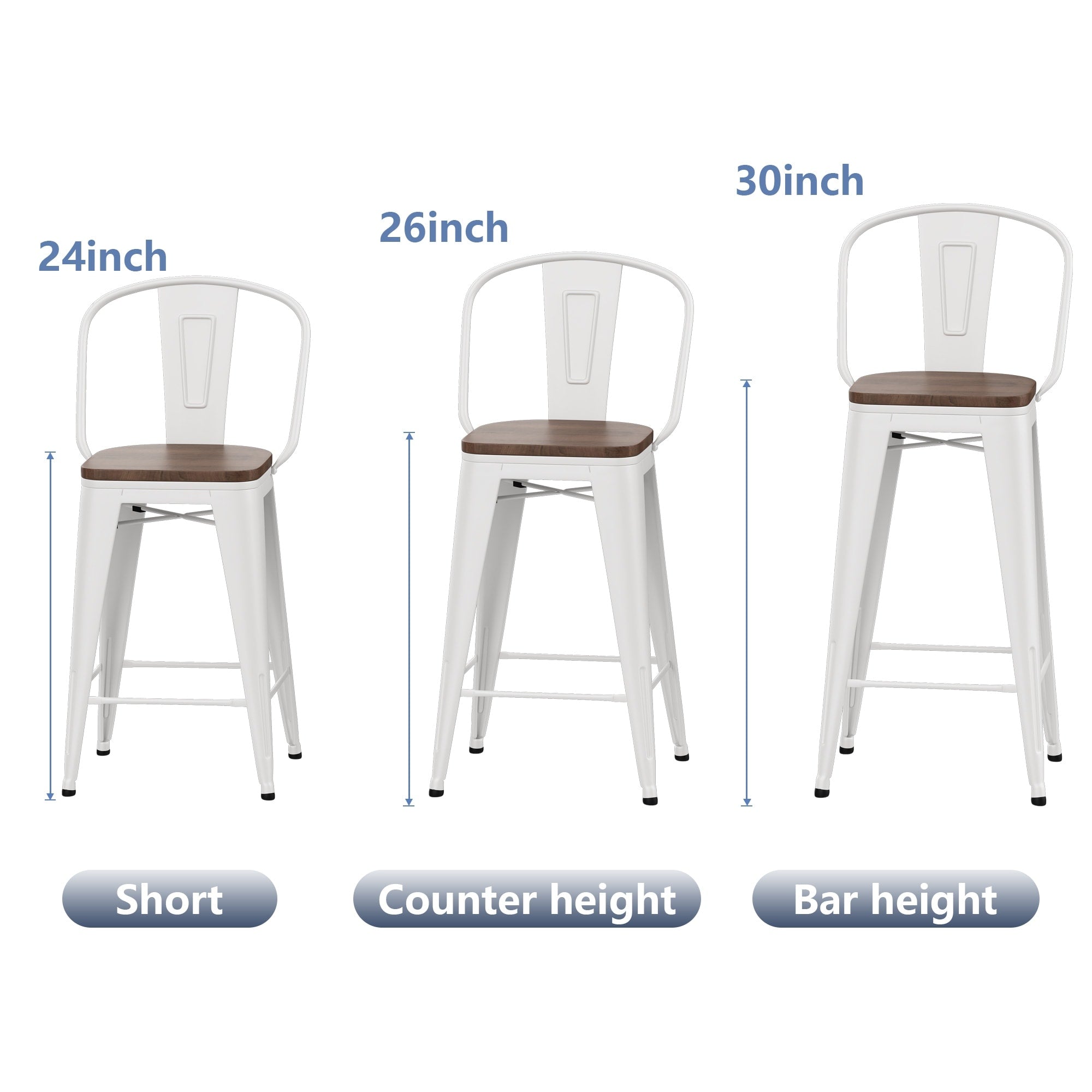 Tabourets de bar style ferme Andeworld, ensemble de 4 tabourets de bar hauteur comptoir - Lot de 4