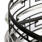 Lustre Anita à abat-jour tambour et prisme en verre transparent